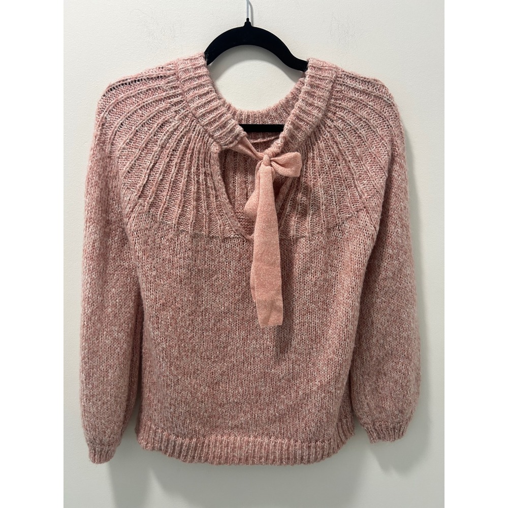 LC Lauren Conrad Pink Marled Knit Tie Back Feminine Sweater Small